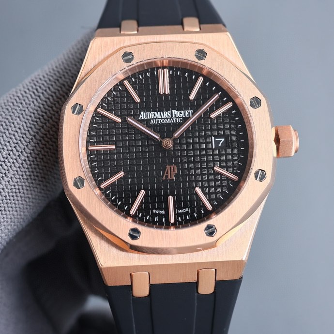 Audemars Piguet Royal Oak 15500 - Rose Gold Case, Black Rubber Strap Watch