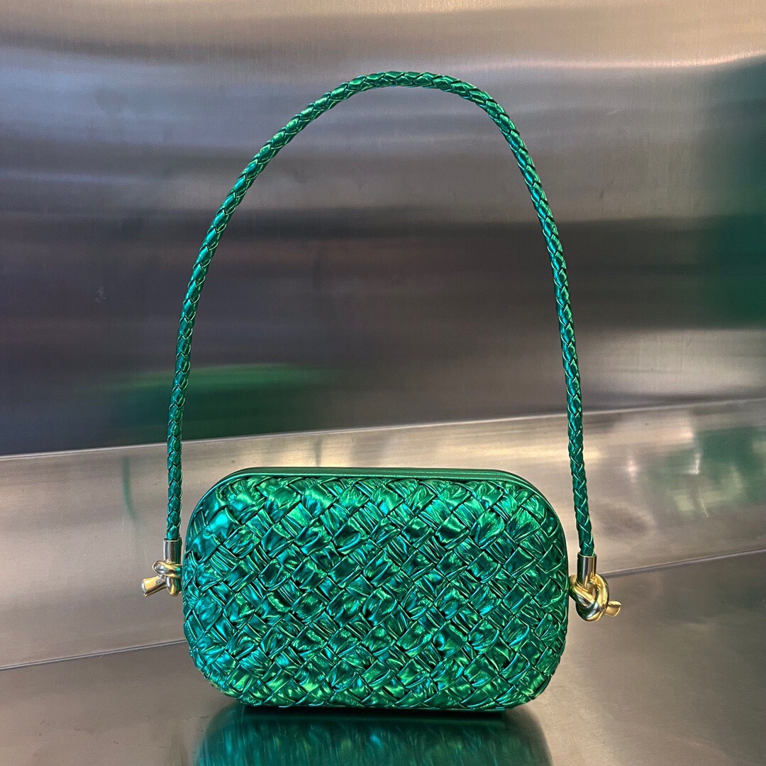 Bottega Veneta Intrecciato Metal Knot Clasp Evening Shoulder Bag