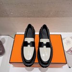 Hermes Kelly Shoes Loafers Cowhide Fabric PU TPU