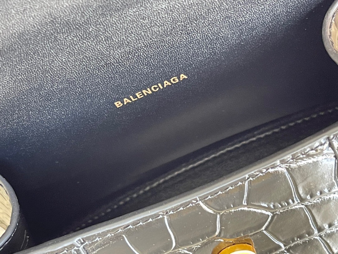 巴黎世家Balenciaga年度重磅Hourglass沙漏包鳄鱼黑/金扣现货黄金Xs小号19x8x13c