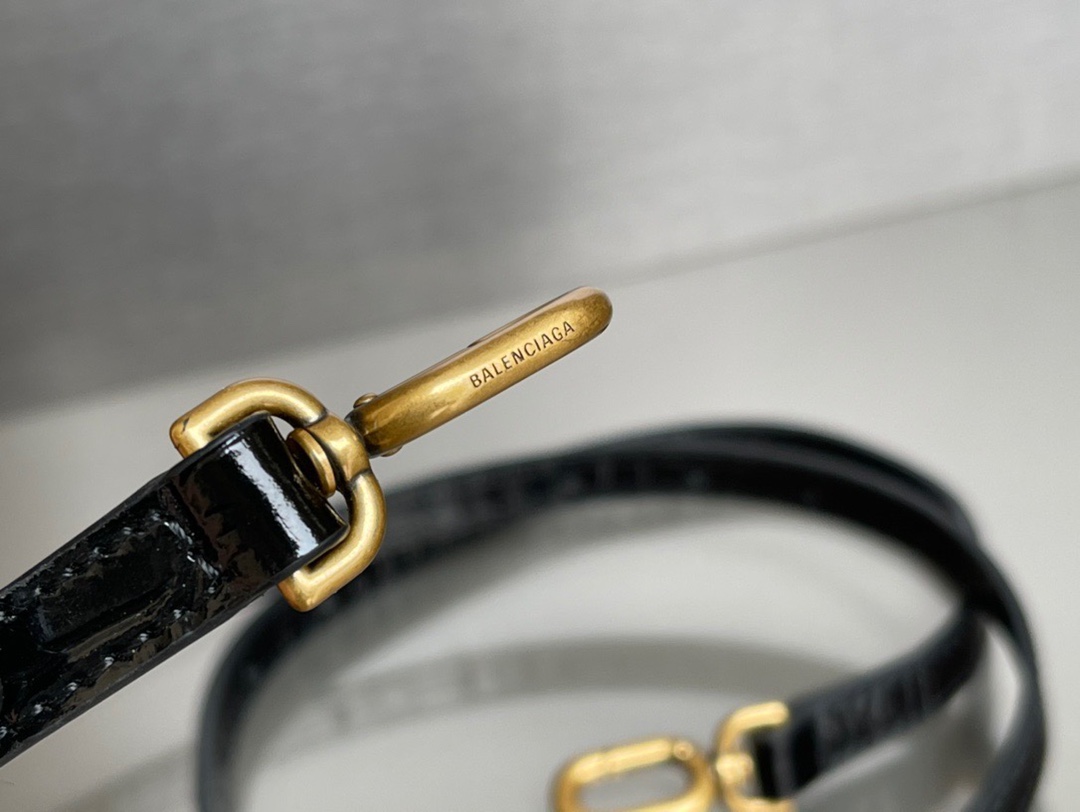 巴黎世家Balenciaga年度重磅Hourglass沙漏包鳄鱼黑/金扣现货黄金Xs小号19x8x13c