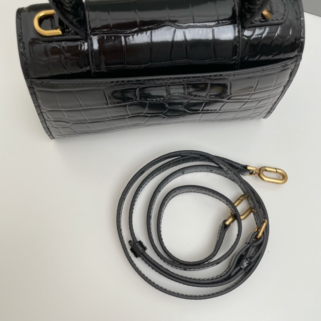 巴黎世家Balenciaga年度重磅Hourglass沙漏包鳄鱼黑/金扣现货黄金Xs小号19x8x13c