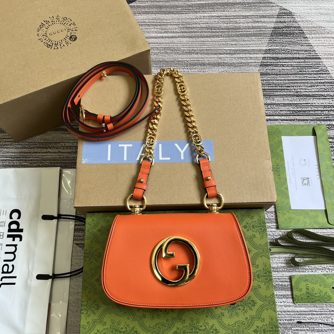 GUCCI 互扣式雙G 迷你手袋 皮革 肩帶