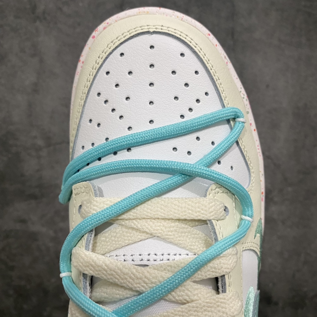 【CS版本】NK Dunk Low Multi-Color Swoosh SB低帮解构绑带活力三勾龙井春茶 白绿 FD4623-147