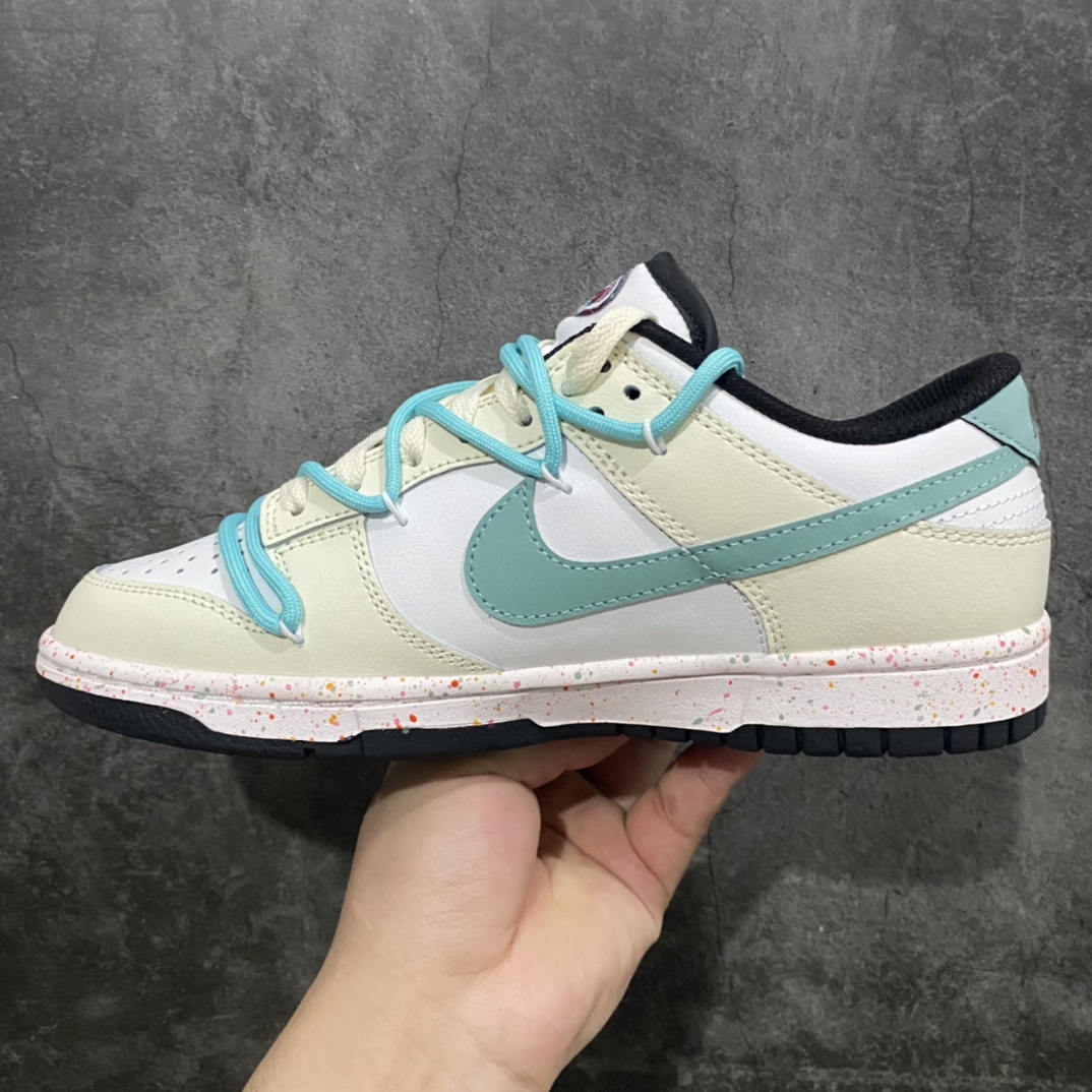 【CS版本】NK Dunk Low Multi-Color Swoosh SB低帮解构绑带活力三勾龙井春茶 白绿 FD4623-147