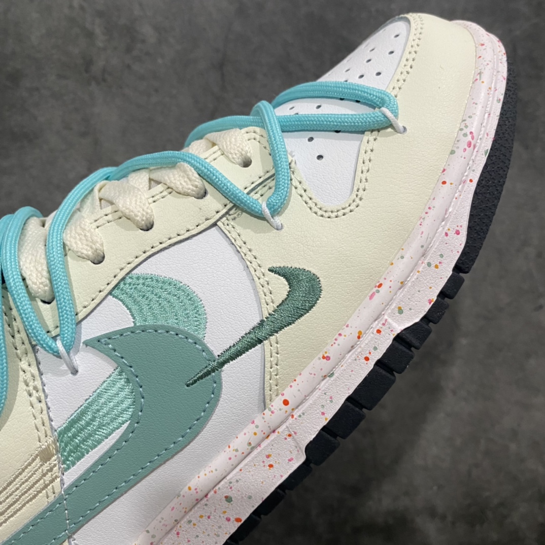 【CS版本】NK Dunk Low Multi-Color Swoosh SB低帮解构绑带活力三勾龙井春茶 白绿 FD4623-147