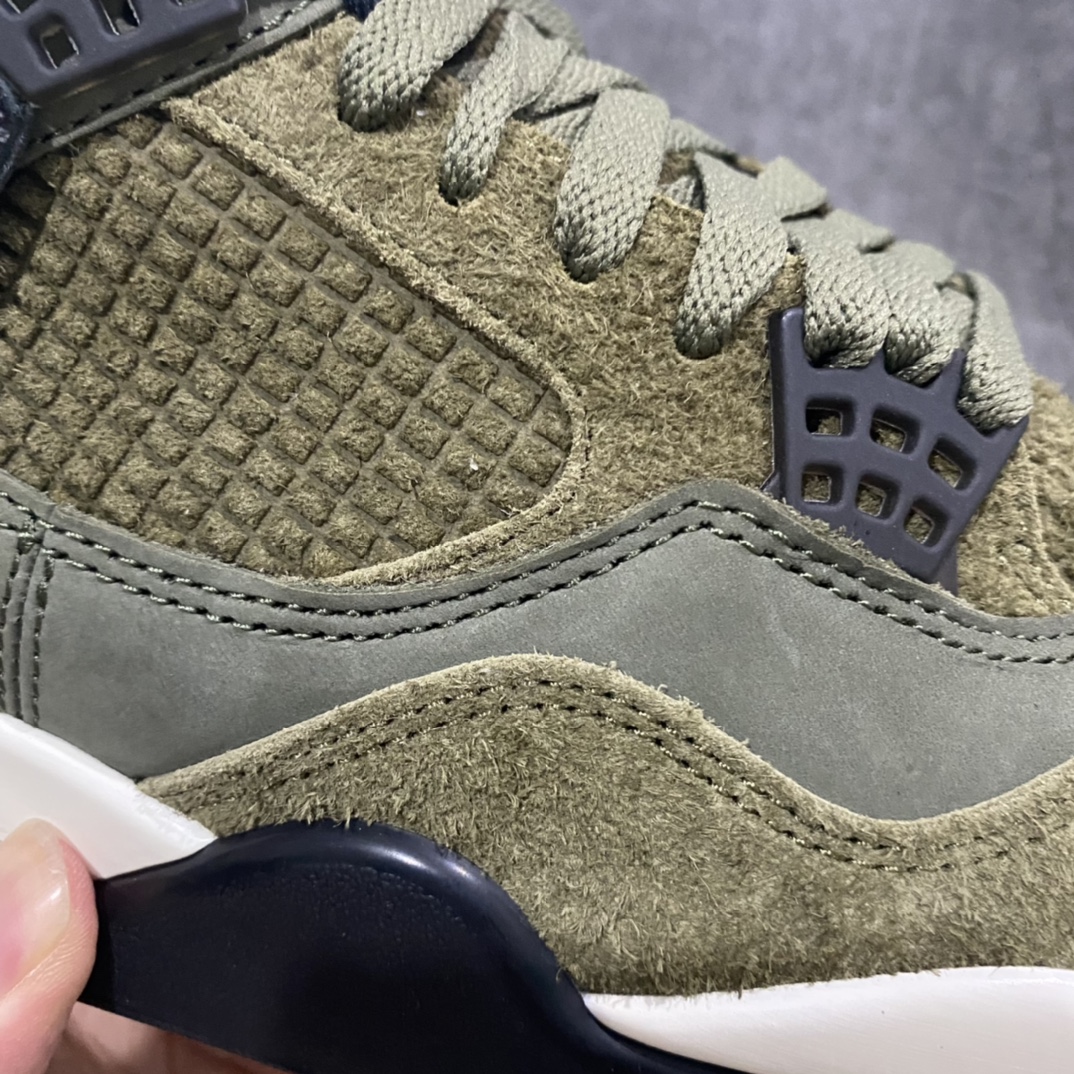 图片[4]-【X版纯原】Air Jordan 4 “Olive Canvas”军绿色 低帮 防滑减震耐磨 潮流复古篮球鞋 男款 货号：FB9927-200提前原鞋开发n原厂材料 细节把控到位原楦数据 打造完美鞋型公司货既视感 皮料自行品鉴区别市面各种\”伪纯原\”n釆用99%原厂材质！品质稳定，价格稳定，供货稳定！ 尺码：40 40.5 41 42 42.5 43 44 44.5 45 45.5 46 47.5n-莆田鞋批发中心