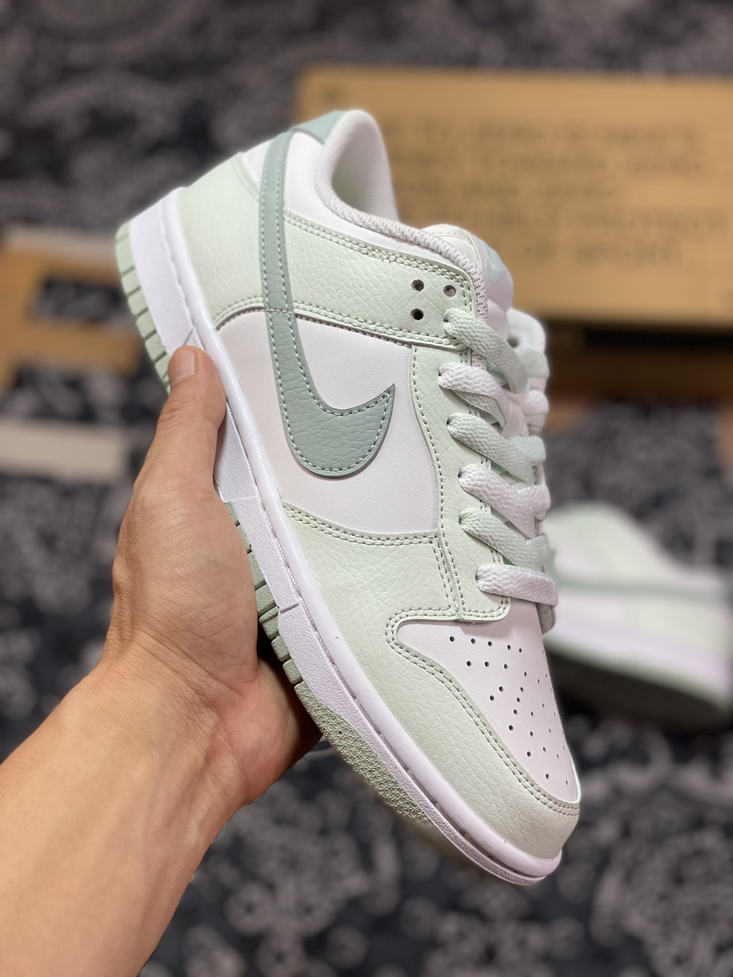 耐克Nike SB Dunk Low Next Nature”Ablooding“扣篮系板鞋“薄荷绿斑斓乳酪双鞋带”DN1431-102