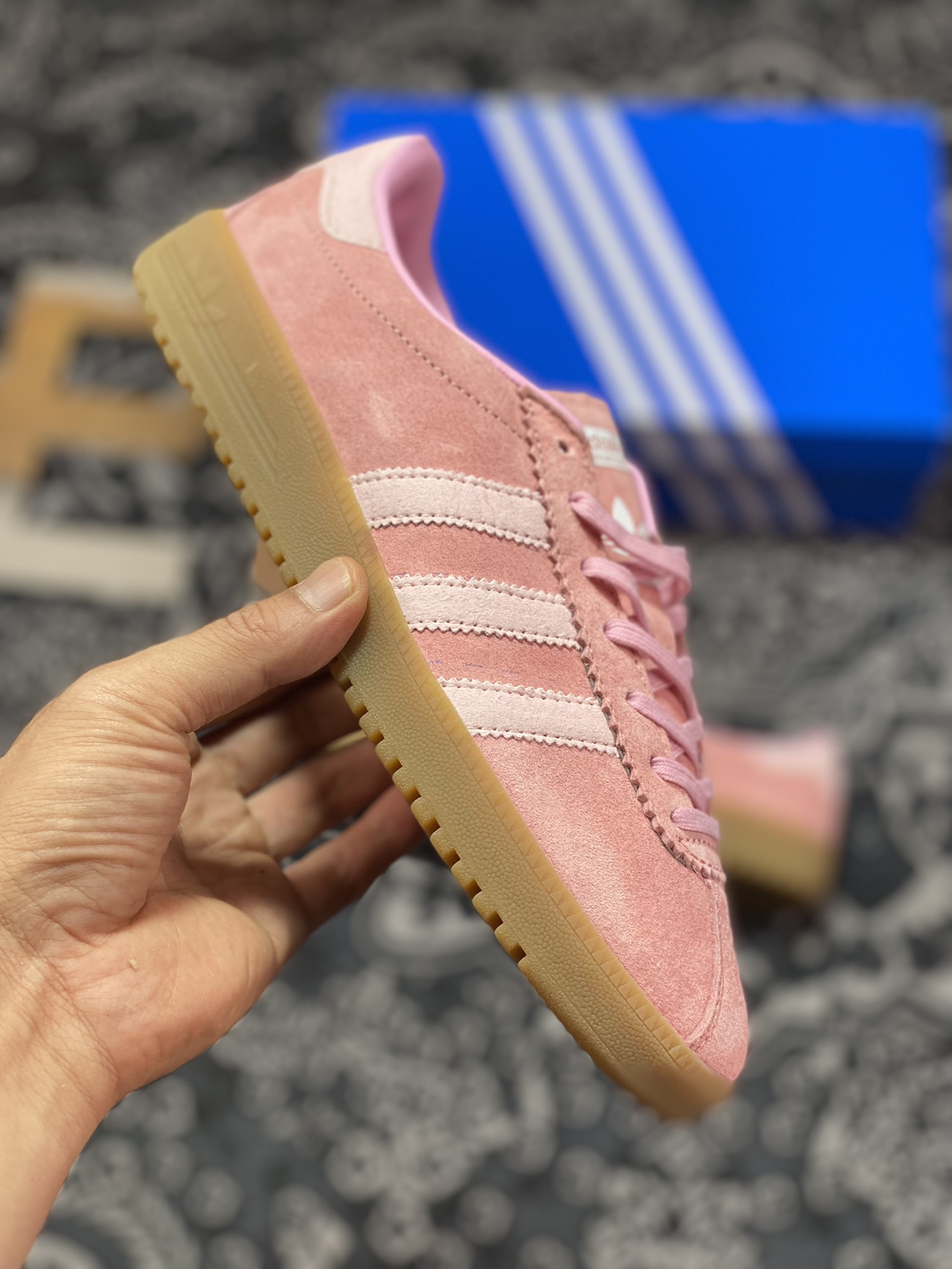 Adidas Originals Bermuda Trainers Bermuda Series Sneakers ”Suede Macaroon Pink Raw Rubber Sole” GY7386