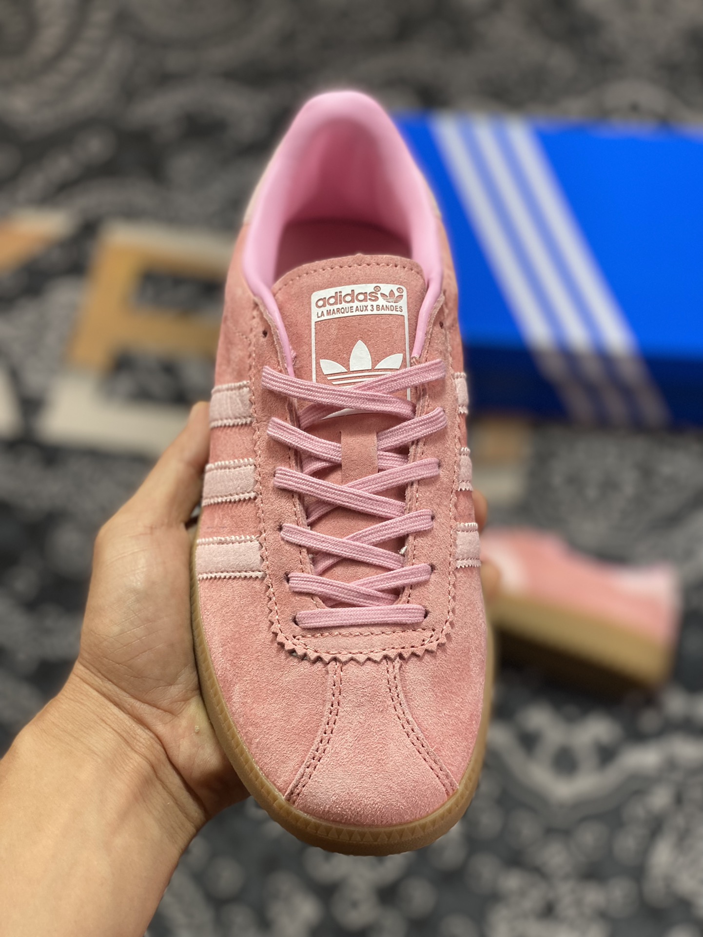 Adidas Originals Bermuda Trainers Bermuda Series Sneakers ”Suede Macaroon Pink Raw Rubber Sole” GY7386