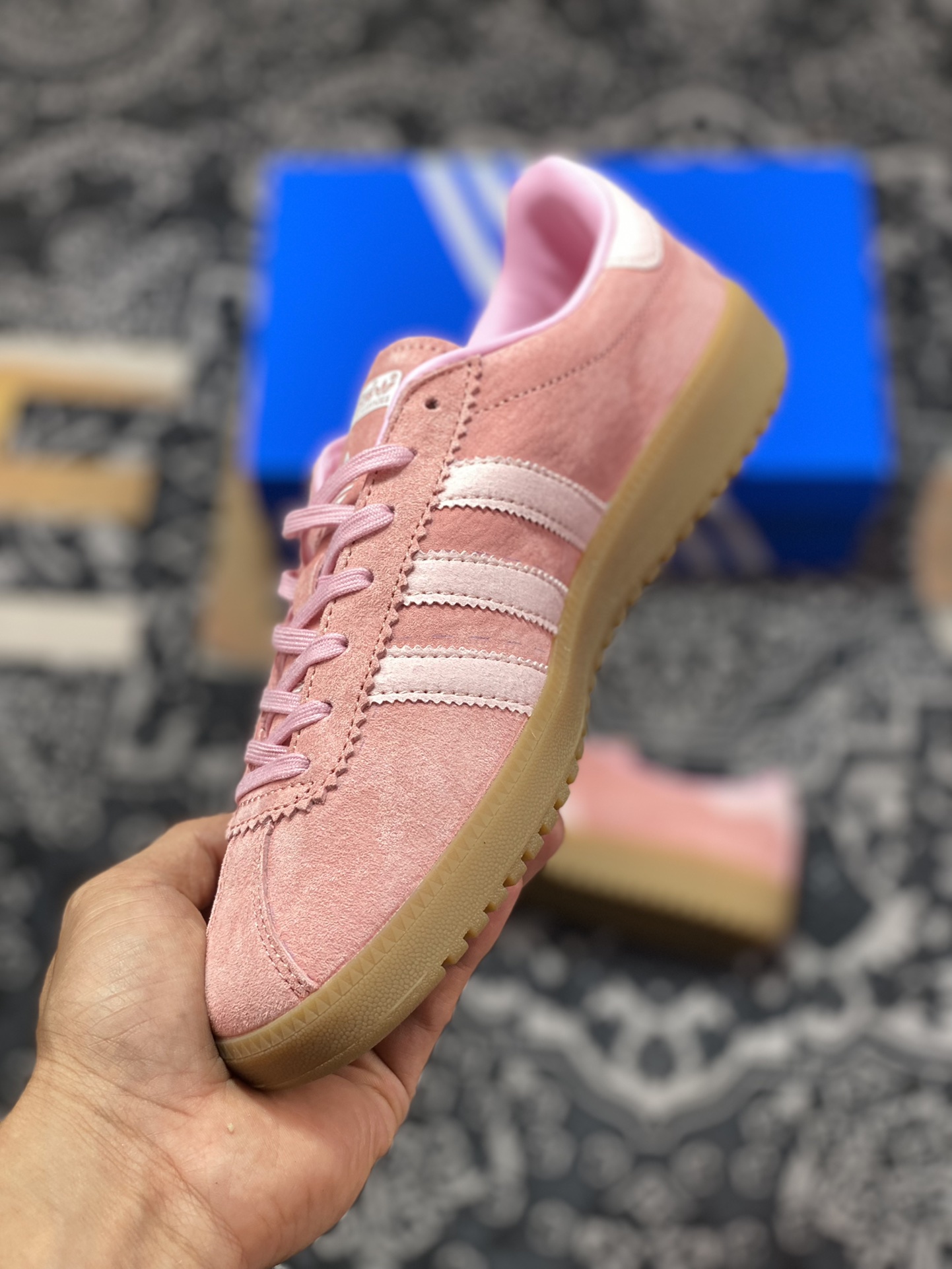 Adidas Originals Bermuda Trainers Bermuda Series Sneakers ”Suede Macaroon Pink Raw Rubber Sole” GY7386