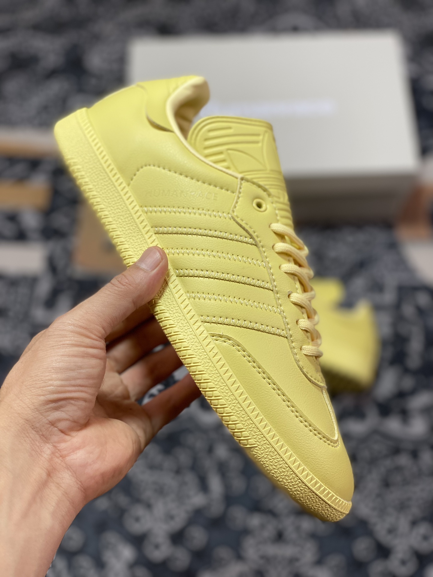 Pharrell Williams x Adidas Originals Samba ”Humanrace” Samba Sneakers ”Joint Light Yellow Long Tongue” IE7292