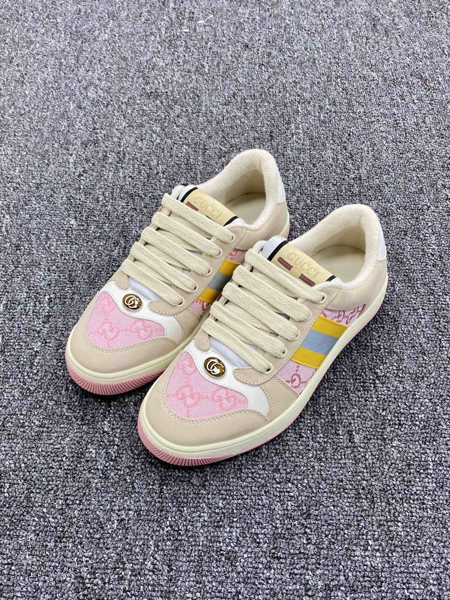 400 Gucci】Screener GG Sneaker Low 经典原型复古百搭做旧老爹板鞋