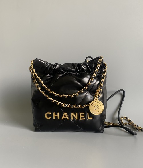 Chanel Mini 22 Bag: Quilted Leather, Gold Hardware, Chic and Compact Design 1 Chanel Mini 22 Bag: Quilted Leather, Gold Hardware, Chic and Compact Design