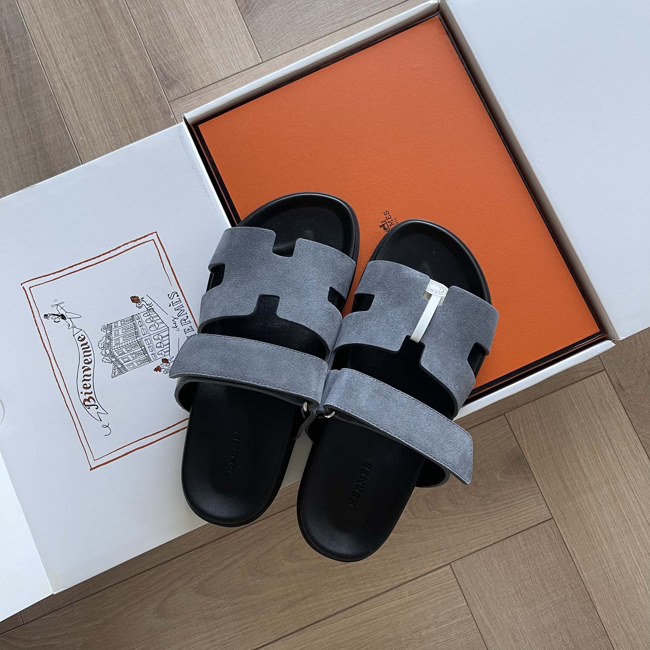 Hermes Shoes Sandals Calfskin Cowhide Epsom Rubber Casual
