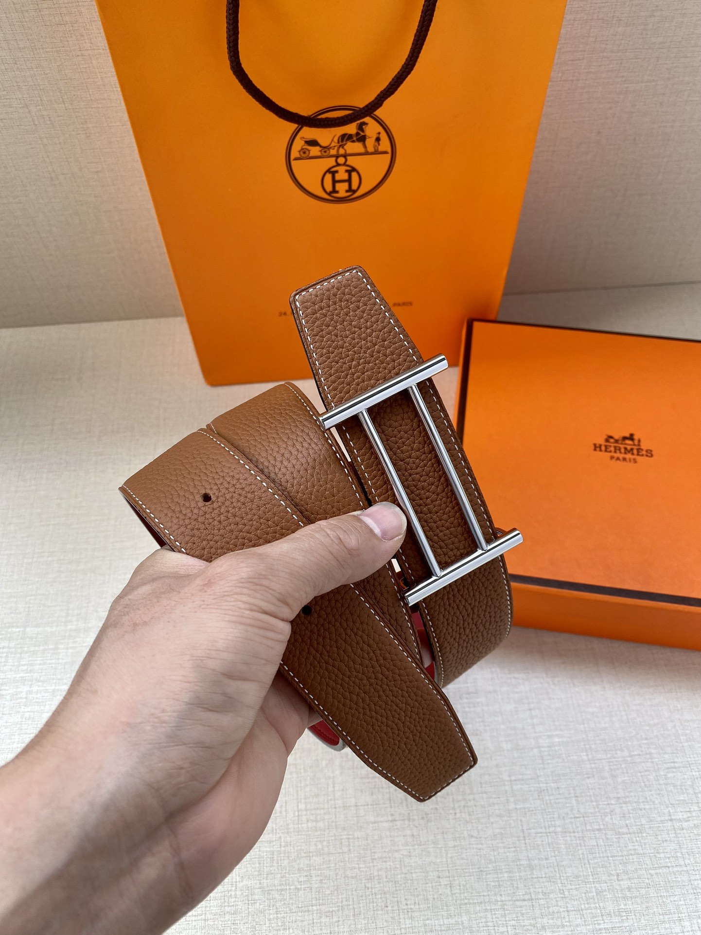 金属皮带扣荔枝单面双八字腰带枣红底耐