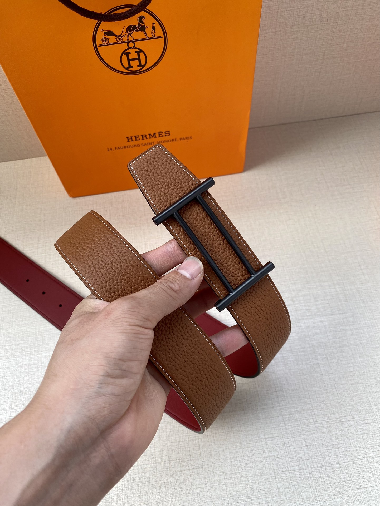 金属皮带扣荔枝单面双八字腰带枣红底耐