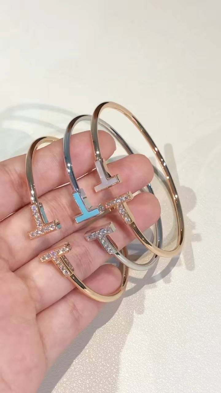 Tiffany & Co. Tiffany&Co. 绿‮石松‬伴钻双T手镯