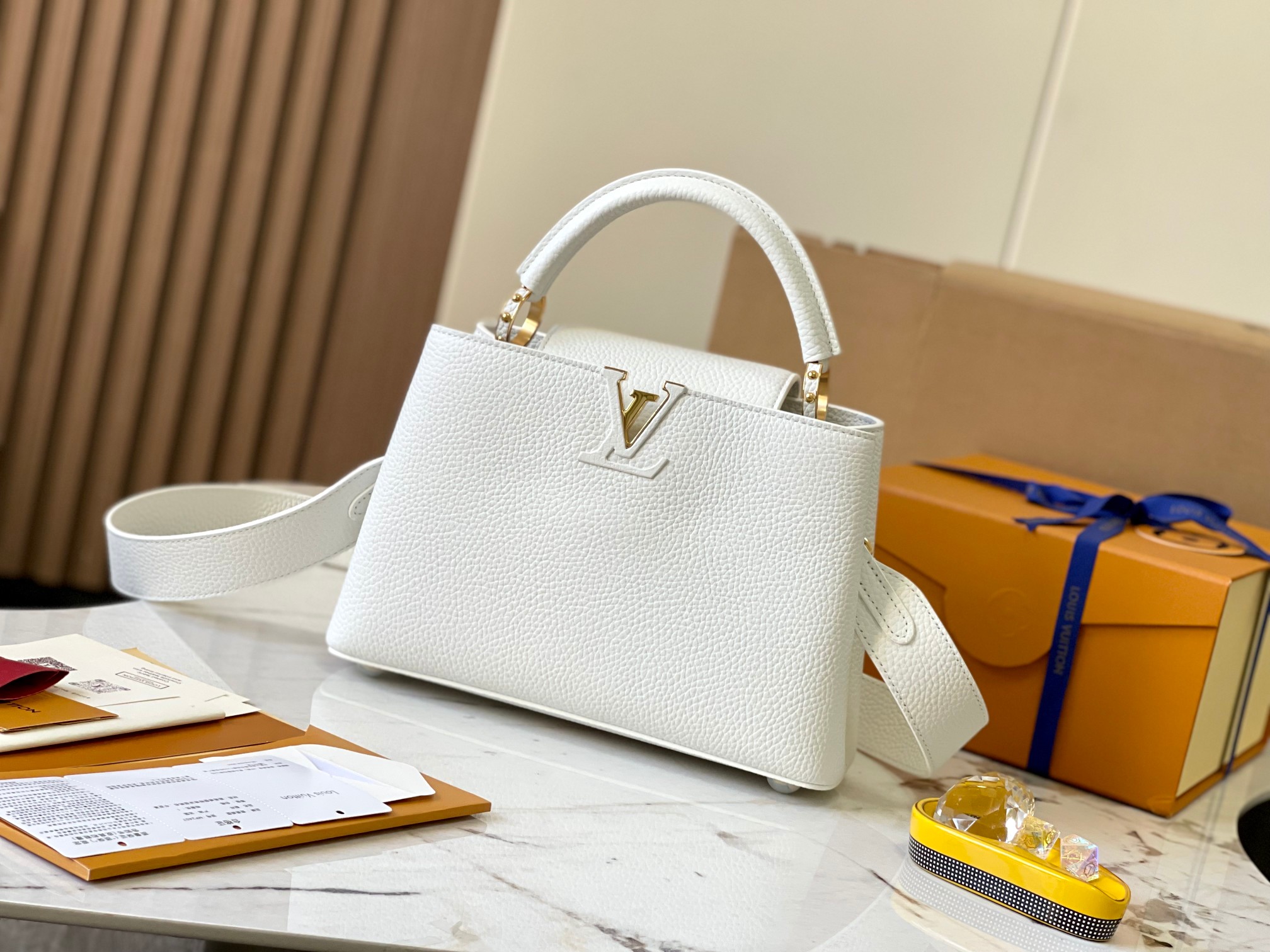 Louis Vuitton LV Capucines Bags Handbags White Gold Hardware Cowhide M59434