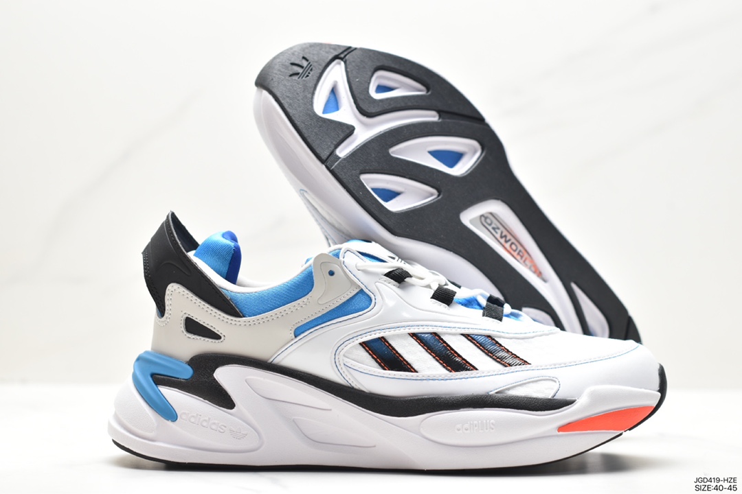 Adidas OZMORPH OZ deformation series low-top daddy style thick-soled casual sports jogging shoes ”Black and Gray Warrior” DX8091