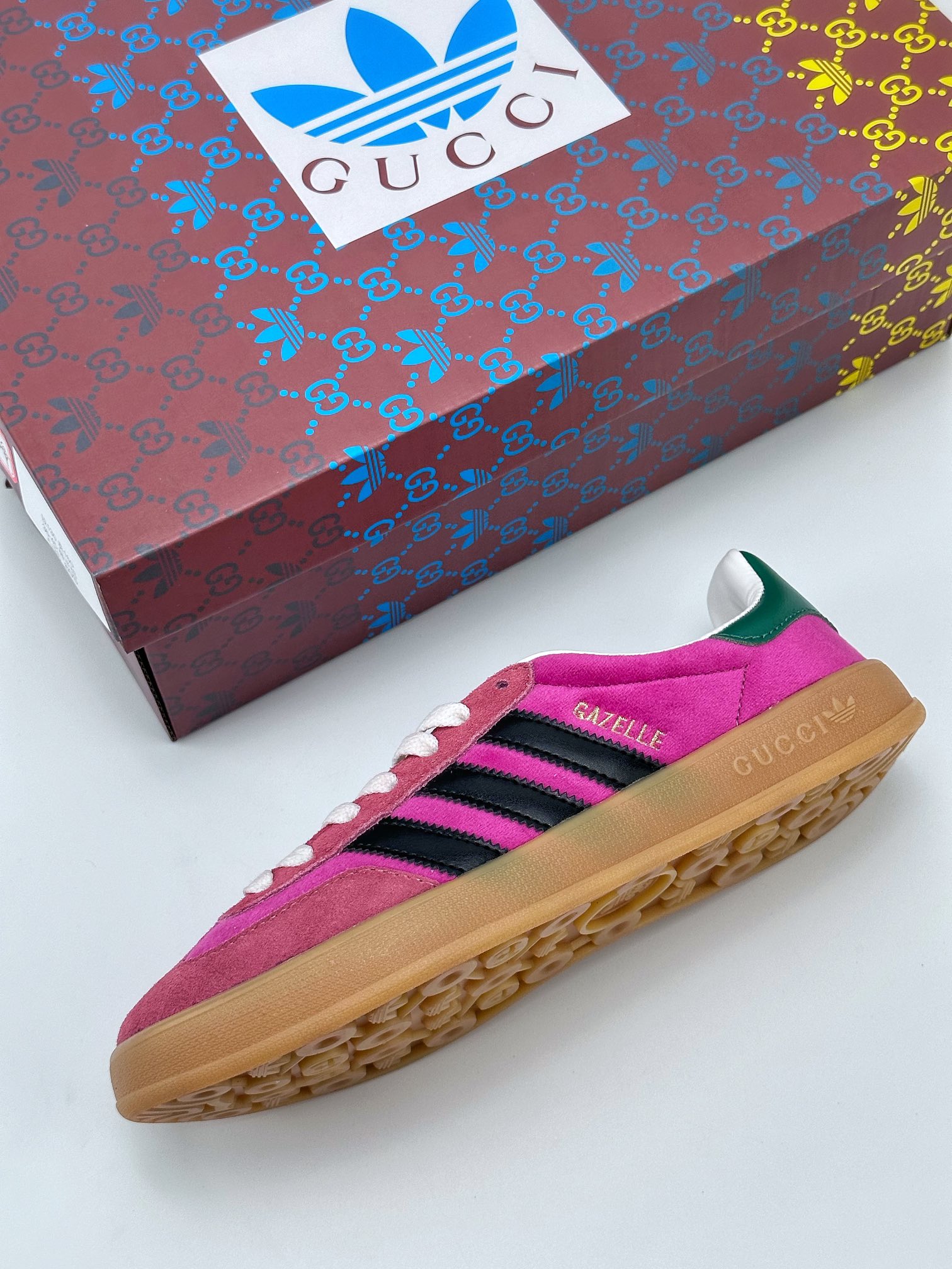 adidas Originals x Gucci Gazelle joint clover casual non-slip wear-resistant low-top sneakers 707864 9STUO 5960