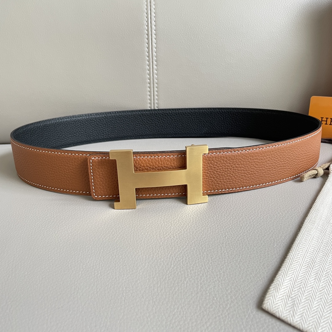 Original, Hermès clásico de calidad original, textura de palma de doble cara clásica, con hebilla de acero de alta cali…