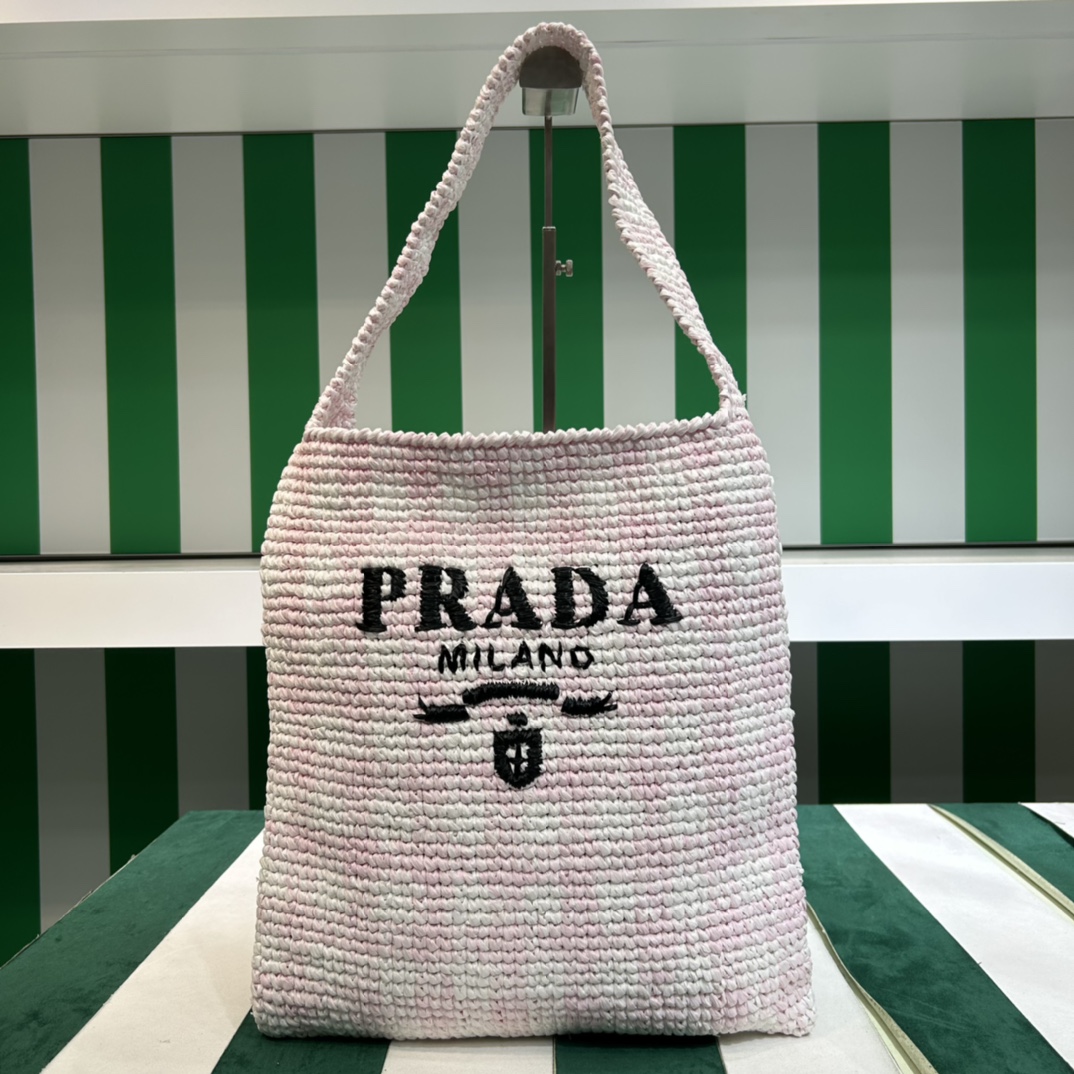 Prada Crossbody & Shoulder Bags Tote Bags Replica Wholesale
 Pink Weave Raffia Straw Woven