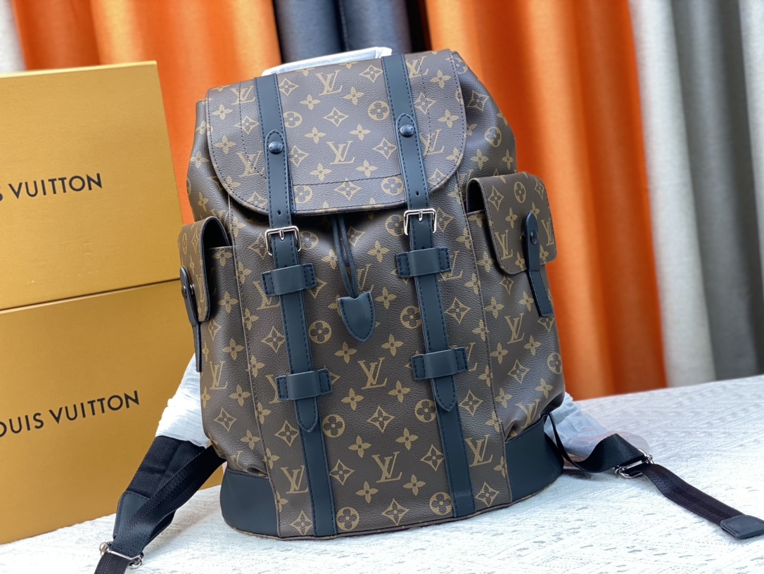 Louis Vuitton LV Christopher Bags Backpack Black Grey Silver Monogram Canvas M45419