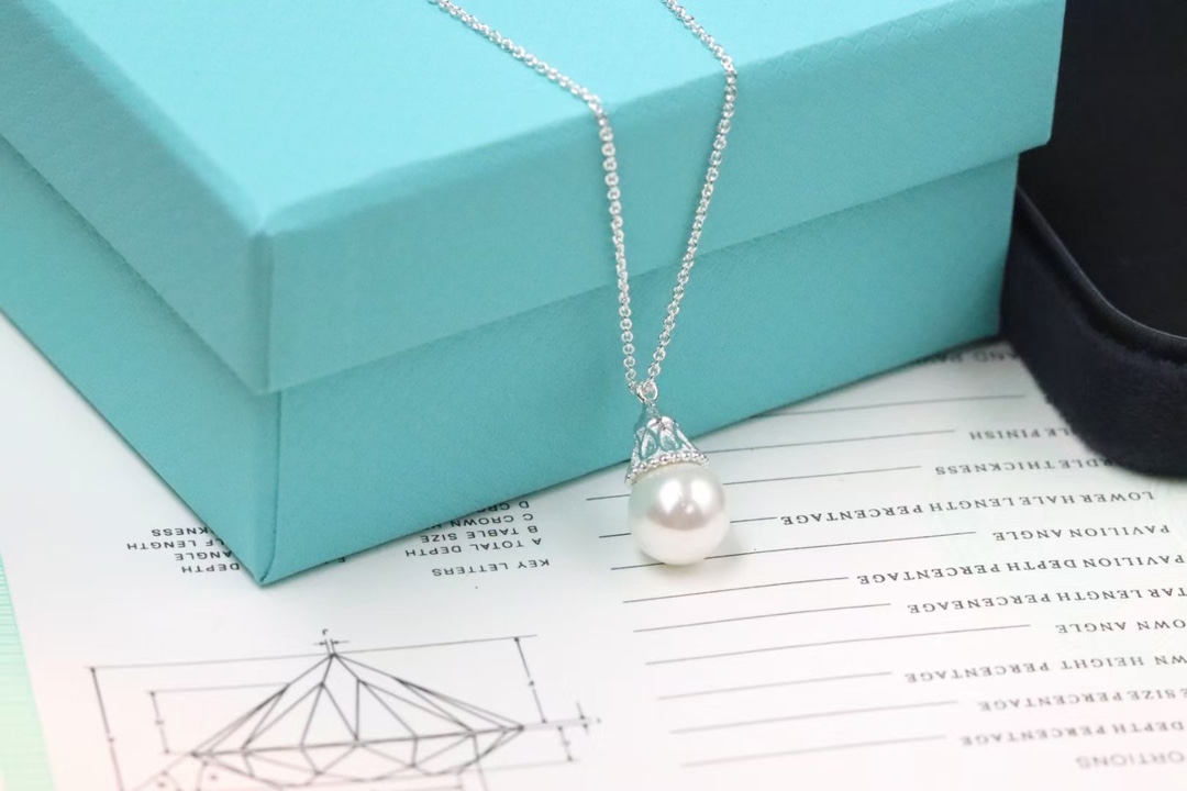 Tiffany & Co. Tiffany&Co. 银‮珍色‬珠 锁骨项链 925银