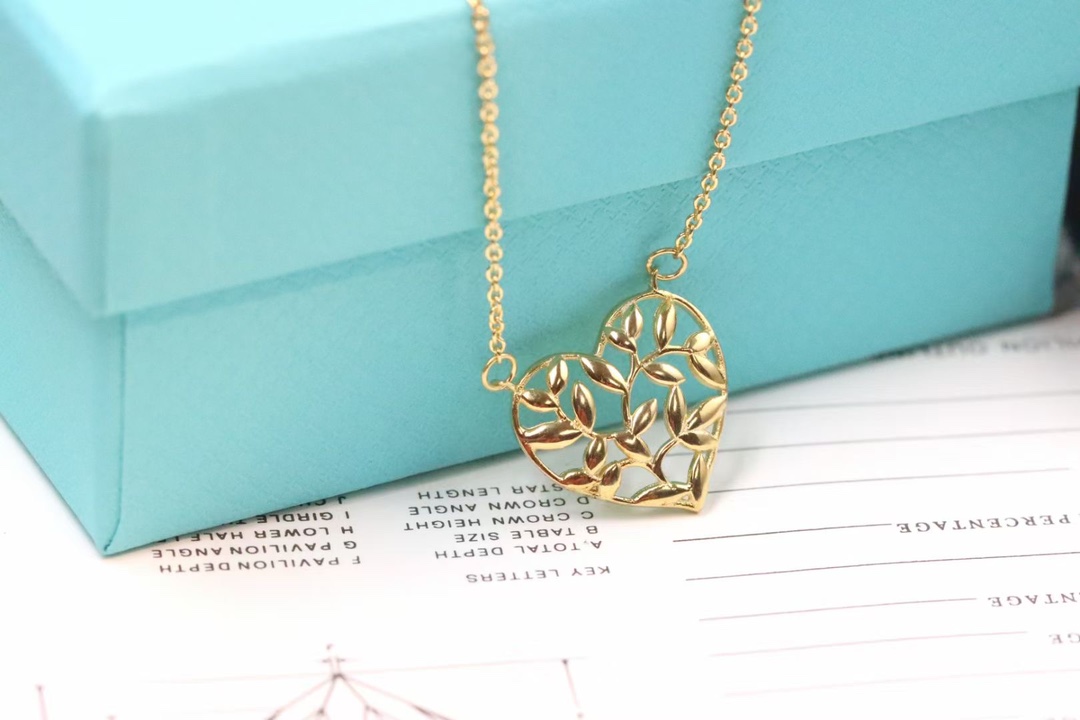 Tiffany & Co. Tiffany&Co. 橄‮叶榄‬爱心 锁‮项骨‬链 925银