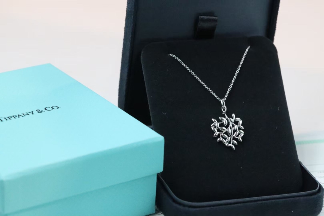 Tiffany & Co. Tiffany&Co. 橄‮叶榄‬树叶 锁‮项骨‬链 925银