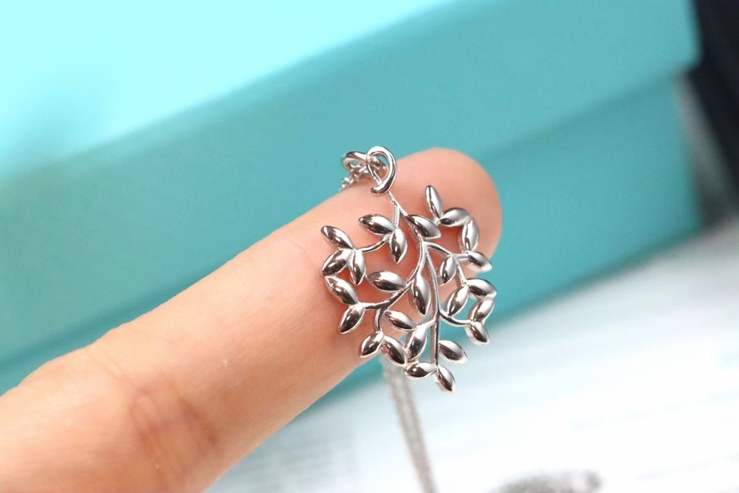 Tiffany & Co. Tiffany&Co. 橄‮叶榄‬树叶 锁‮项骨‬链 925银