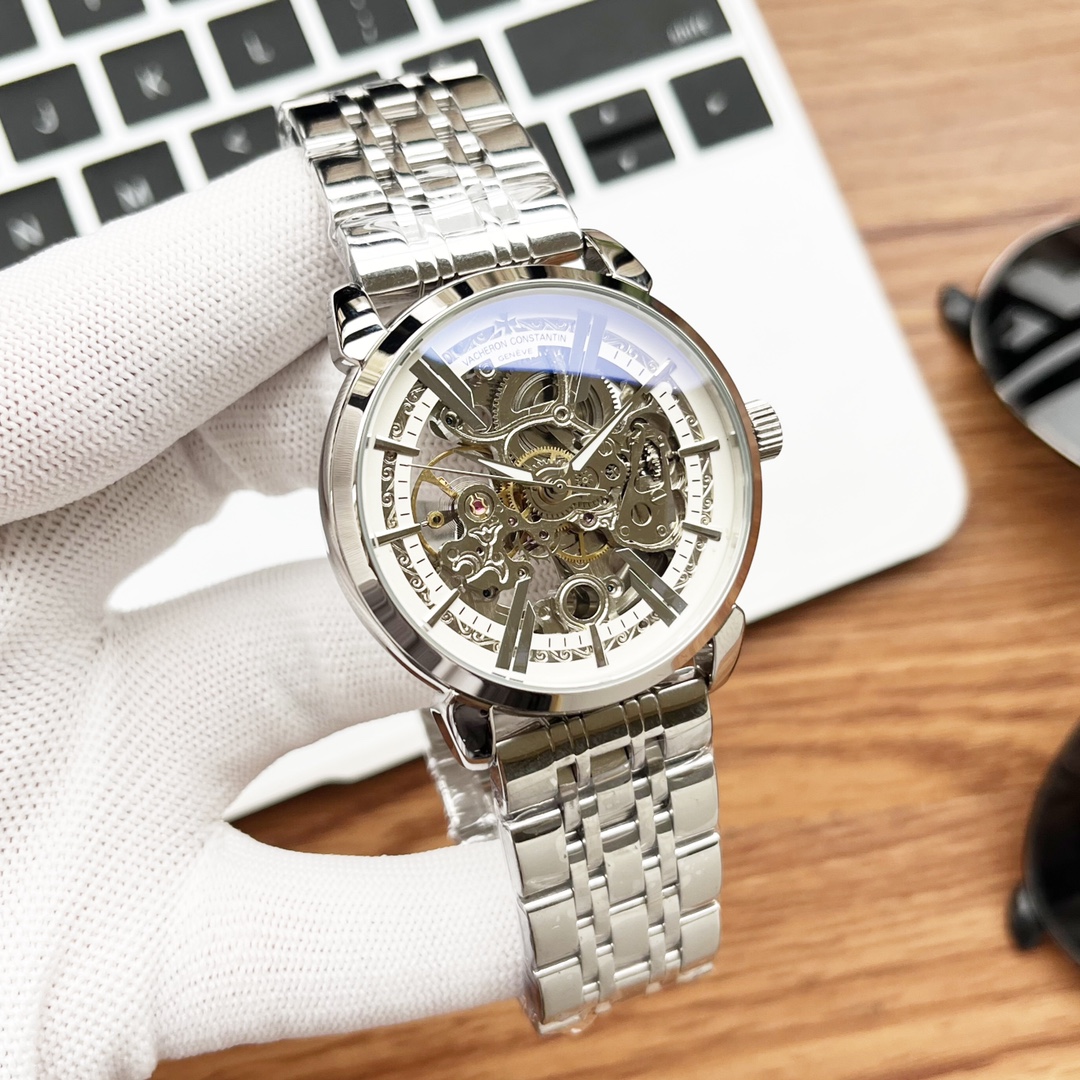 -白皮480玫500钢带20 💫💫实物拍摄 品牌：江诗丹顿 -Vacheron Constantin 类型：[酷]男士腕表 表壳：316精钢 表带：进口真牛皮/316精钢 机芯：高级定制全自动机械机芯 玻璃：高级强化镀膜镜面 尺寸：直径40mm，厚度12.5mm