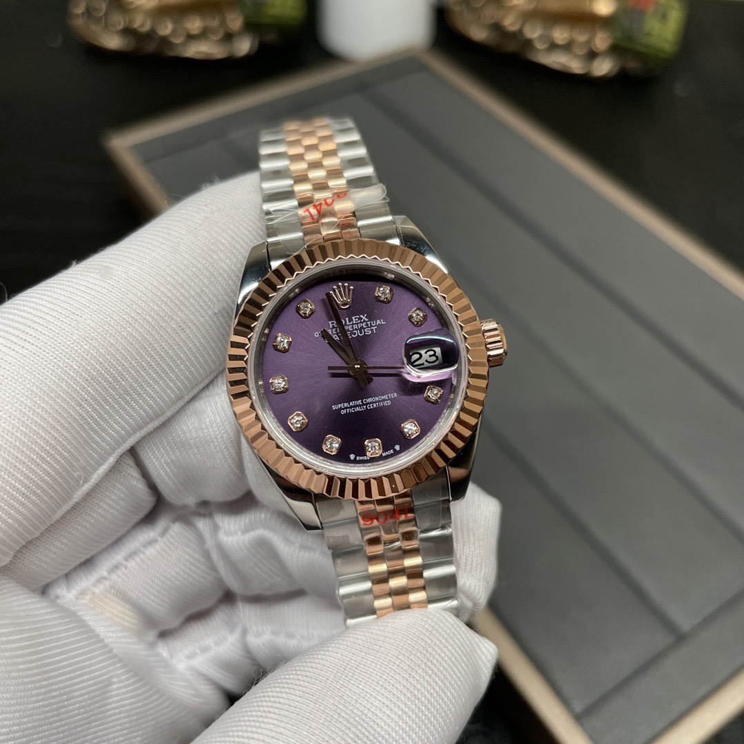 NO:144436,Women's clothing Purple log 28mm,19860909女装 紫日志28mm,,Watch