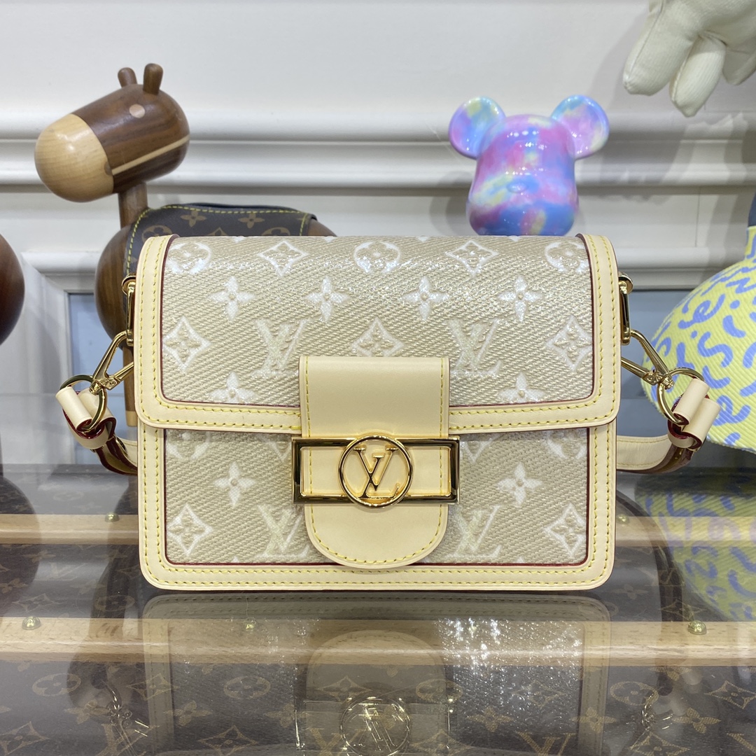 Louis Vuitton LV Dauphine Bags Handbags Gold Canvas Cowhide Mini M22826