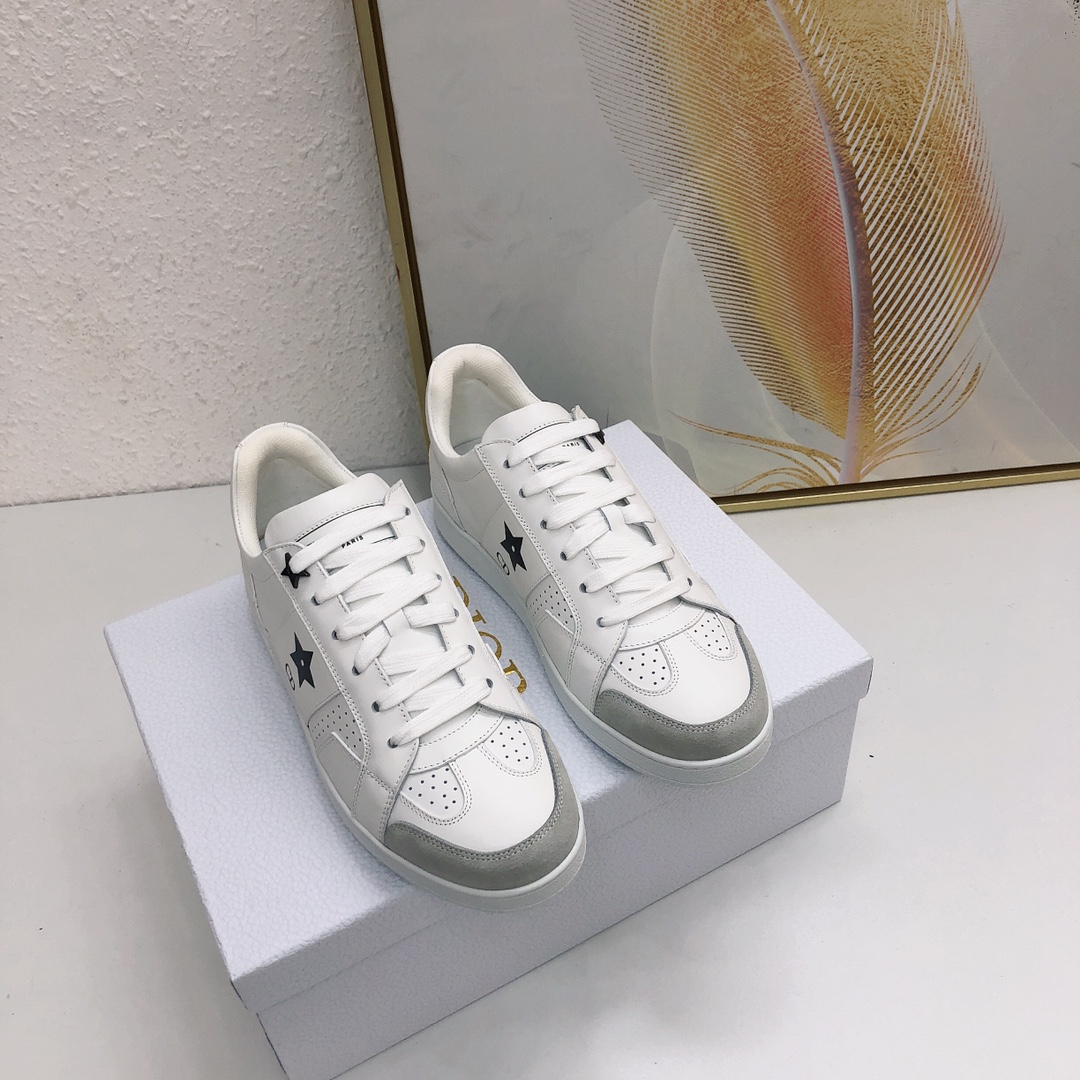 Dior Skateboard Shoes White Splicing Cowhide TPU Fall Collection Casual