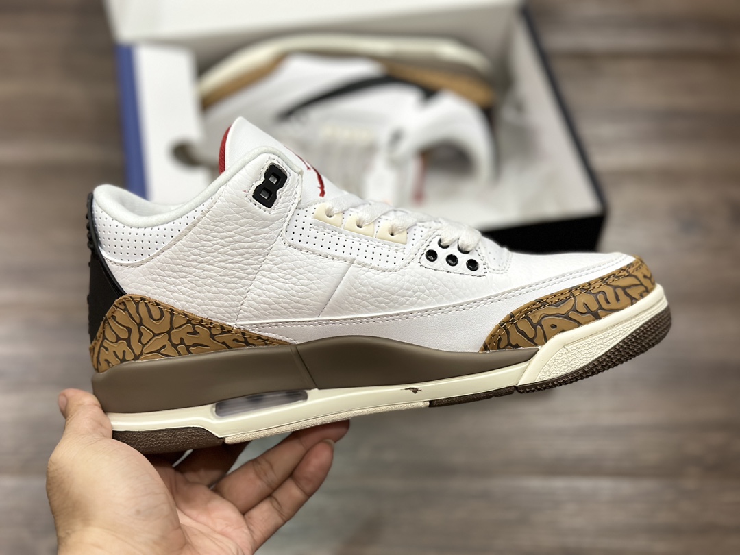 Air Jordan 3 AJ3 white and brown hook Jordan 3 basketball shoes CT8532-120