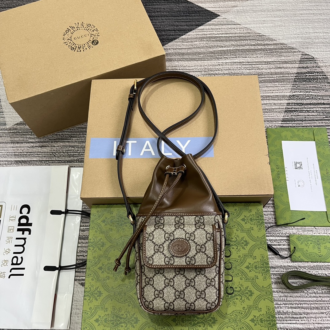 Gucci GG Supreme Beżowy Brązowy PVC Mini