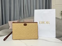 Dior Knockoff
 Clutches & Pouch Bags Brown Cowhide Straw Woven Fashion