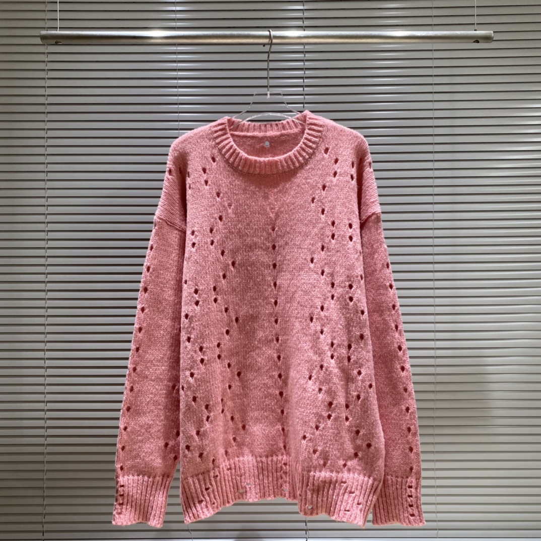 Suéter con cuello redondo y agujeros huecos estilo pasarela de Gi Jijia Color: Rosa Talla: S M L XL XXL