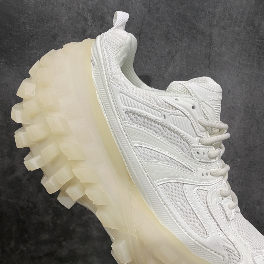 Pure original BALENCIAGA Defender Rubber Platform Sneakers Defender series low-top tank track jogging shoes ”luminous white”