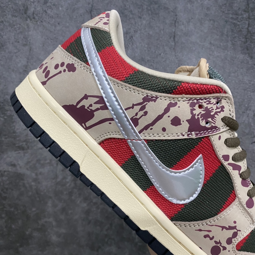 Top version Nike SB Dunk Low Pro ”Freddy Krueger” dunk series low-top casual sports skateboard shoes ”brown, green and red blood stains on Elm Street” 304292-302