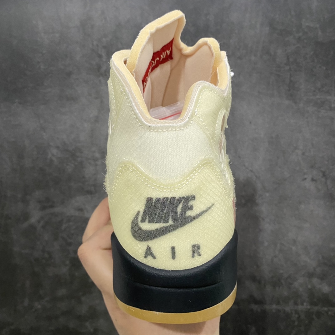 OG Pure Original Off-White x Air Jordan Retro AJ5”Black/Muslin-Fire Red” OW Joint Yellow Candy Wings DH8565-100