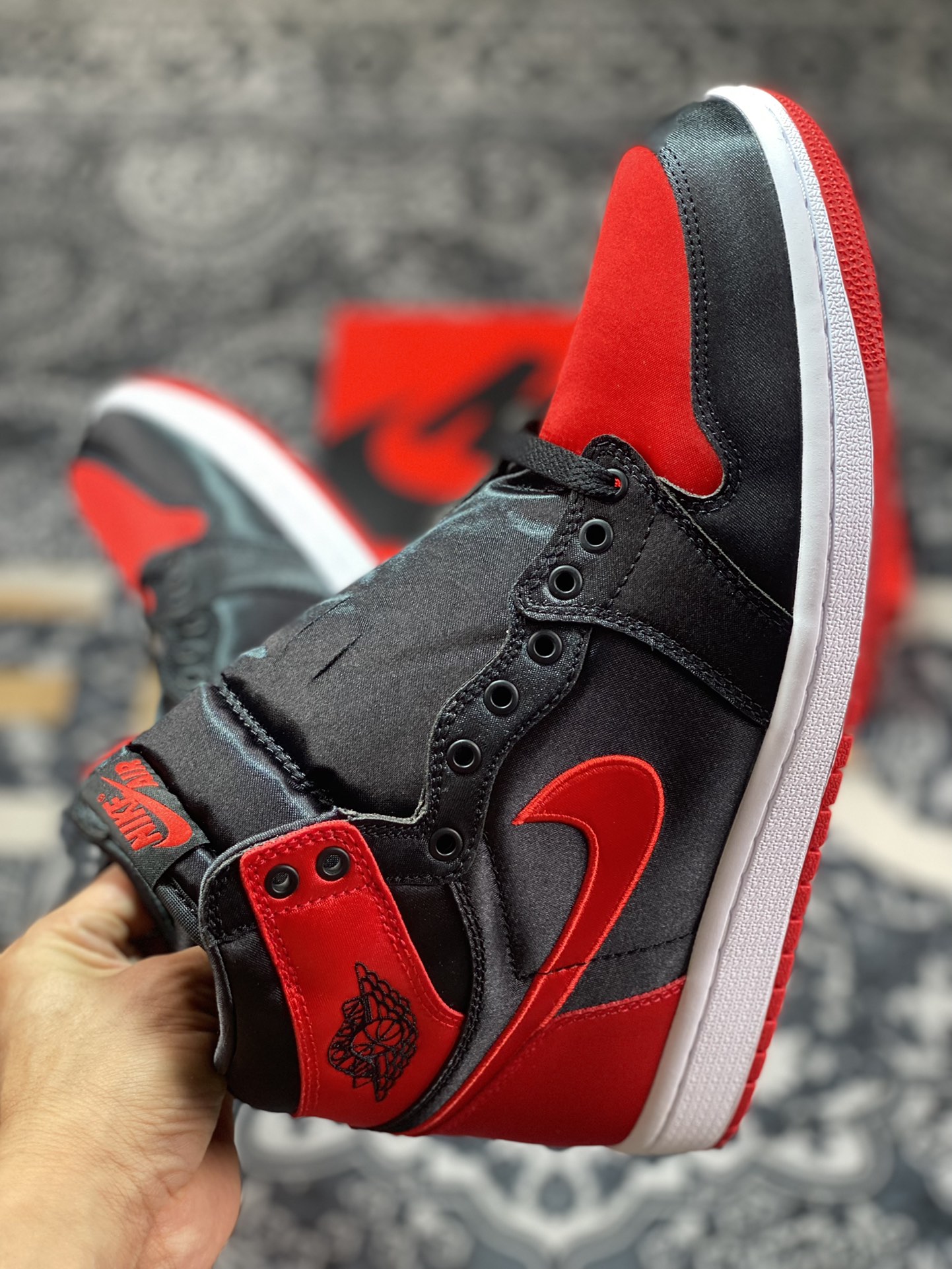 Preferred original Air Jordan 1 Retro High OG ”Satin Bred” black and red silk AJ1 Joe 1 high-top culture basketball shoes FD4810-061