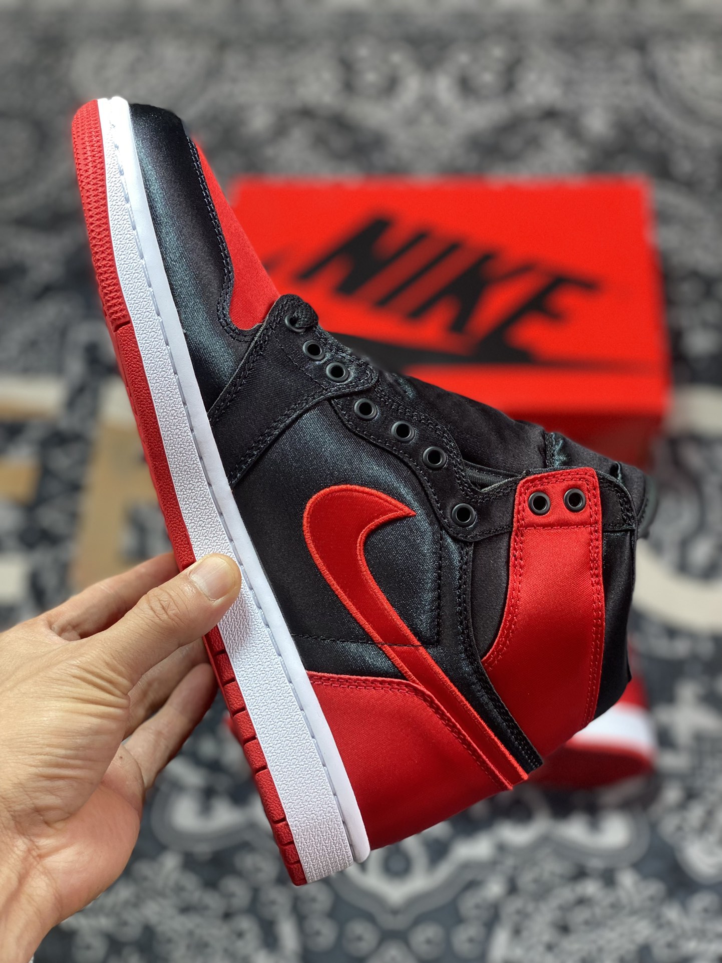 Preferred original Air Jordan 1 Retro High OG ”Satin Bred” black and red silk AJ1 Joe 1 high-top culture basketball shoes FD4810-061