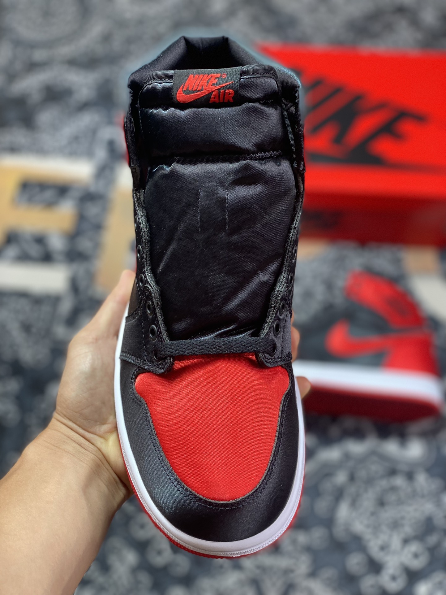 Preferred original Air Jordan 1 Retro High OG ”Satin Bred” black and red silk AJ1 Joe 1 high-top culture basketball shoes FD4810-061