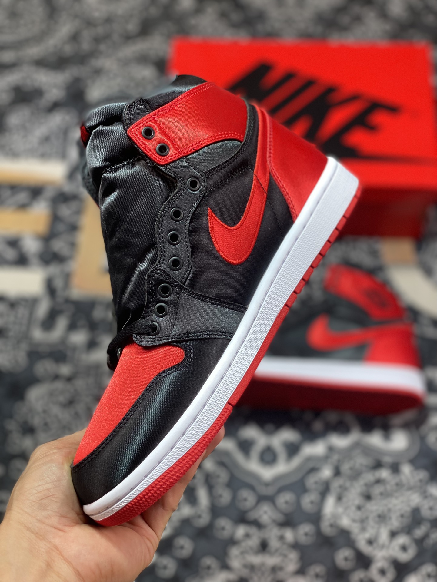 Preferred original Air Jordan 1 Retro High OG ”Satin Bred” black and red silk AJ1 Joe 1 high-top culture basketball shoes FD4810-061