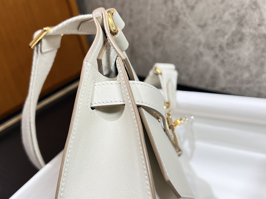 Mini White Swift Leather Messenger Bag with Adjustable Canvas Strap 9 i1690173063 4029 7