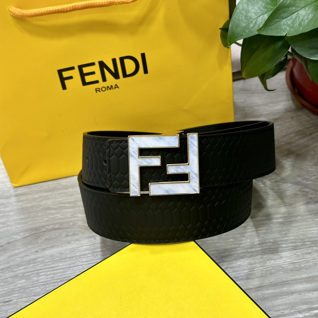 FENDl芬迪宽40MM双面原版小牛