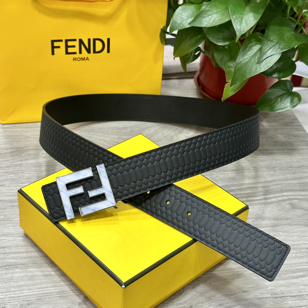 FENDl芬迪宽40MM双面原版小牛